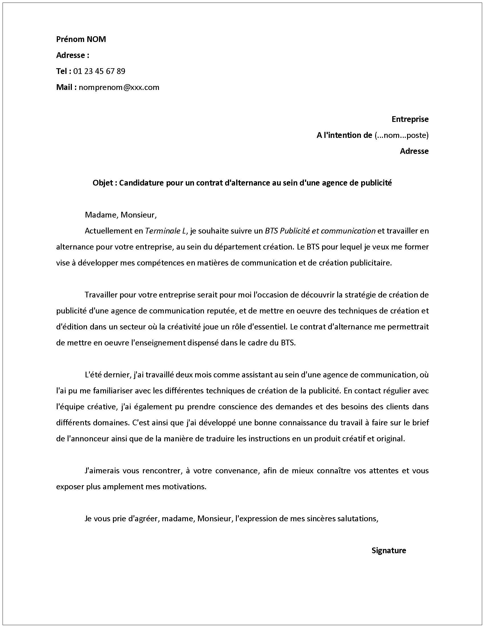 Exemple lettre de motivation alternance - tironem.fr